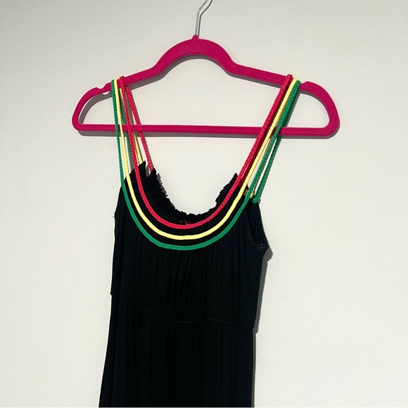 Sevengate Black Colorful Strappy Maxi Dress Size M Beach Vacation Comfy - Picture 7 of 10